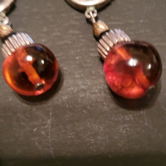 VINTAGE S.S. BALTIC AMBER EARRINGS - Picture 6 of 6